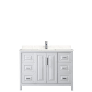 Daria 48 Inch Single Bathroom Vanity in White Carrara Cultured Marble Countertop Undermount Square Sink No Mirror