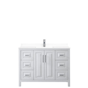 Daria 48 Inch Single Bathroom Vanity in White White Cultured Marble Countertop Undermount Square Sink No Mirror