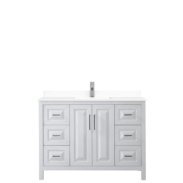 Daria 48 Inch Single Bathroom Vanity in White White Cultured Marble Countertop Undermount Square Sink No Mirror