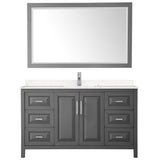 Daria 60 Inch Single Bathroom Vanity in Dark Gray Carrara Cultured Marble Countertop Undermount Square Sink 58 Inch Mirror