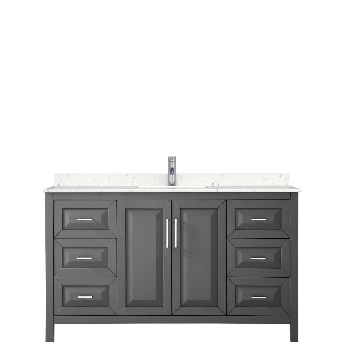 Daria 60 Inch Single Bathroom Vanity in Dark Gray Carrara Cultured Marble Countertop Undermount Square Sink No Mirror