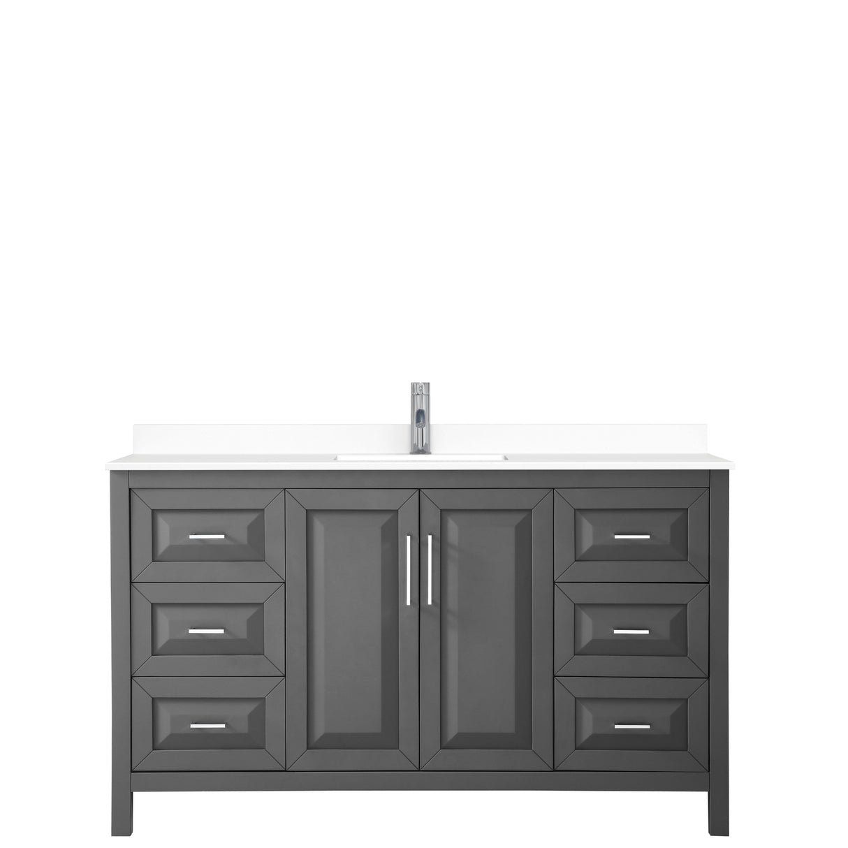 Daria 60 Inch Single Bathroom Vanity in Dark Gray White Cultured Marble Countertop Undermount Square Sink No Mirror