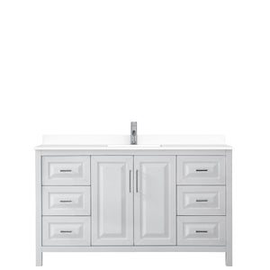 Daria 60 Inch Single Bathroom Vanity in White White Cultured Marble Countertop Undermount Square Sink No Mirror