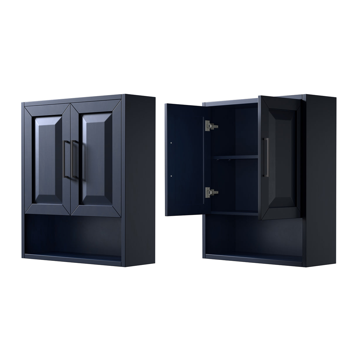 Daria Over-the-Toilet Bathroom Wall-Mounted Storage Cabinet in Dark Blue with Matte Black Trim