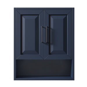 Daria Over-the-Toilet Bathroom Wall-Mounted Storage Cabinet in Dark Blue with Matte Black Trim