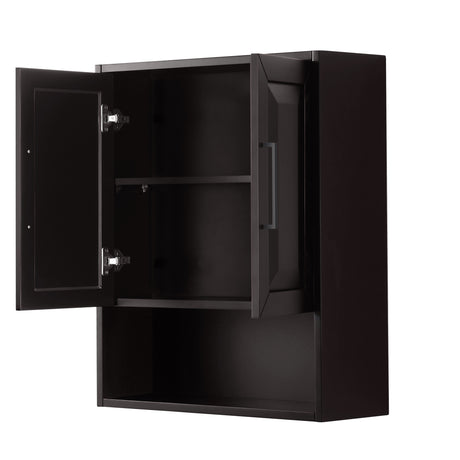 Daria Over-the-Toilet Bathroom Wall-Mounted Storage Cabinet in Dark Espresso with Matte Black Trim