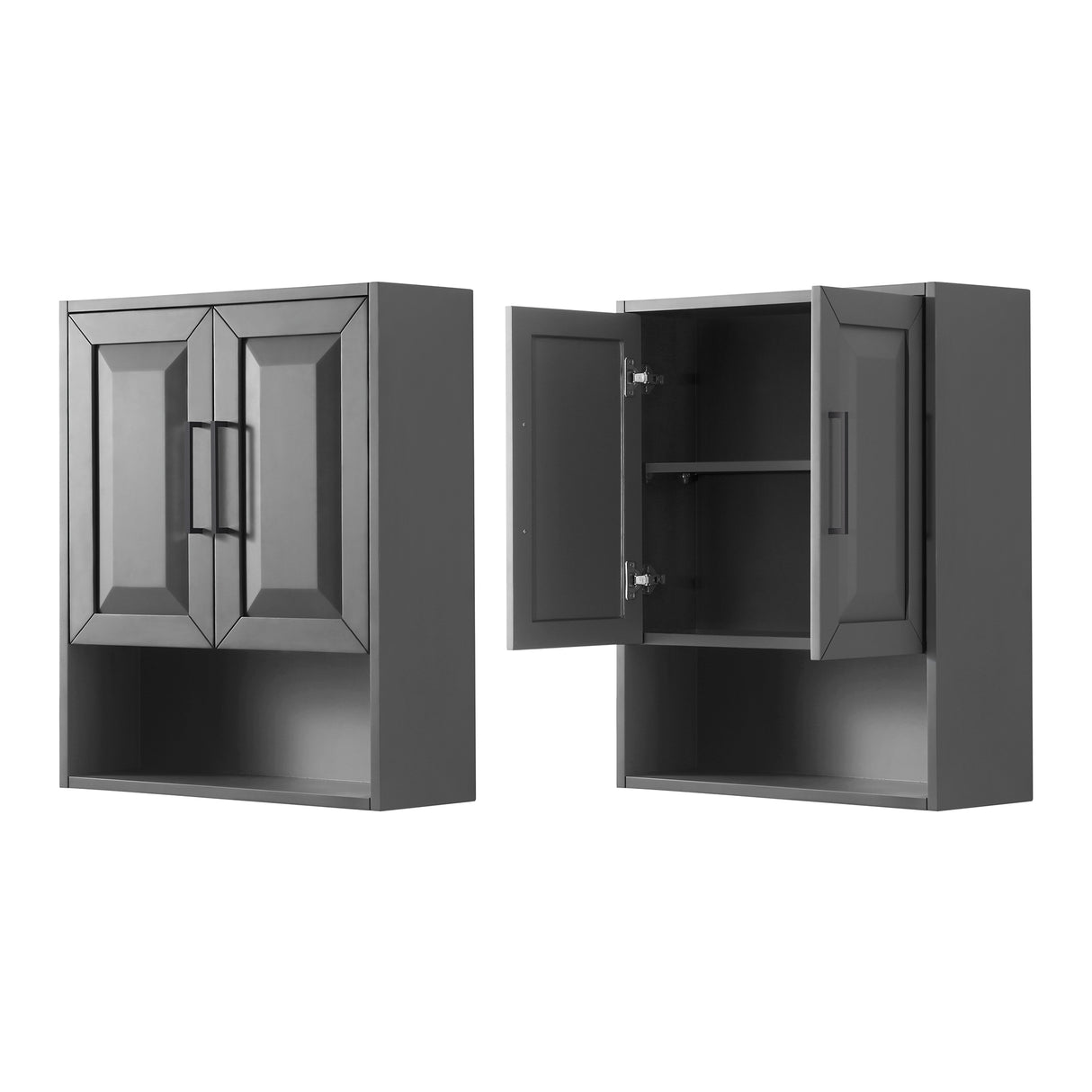 Daria Over-the-Toilet Bathroom Wall-Mounted Storage Cabinet in Dark Gray with Matte Black Trim