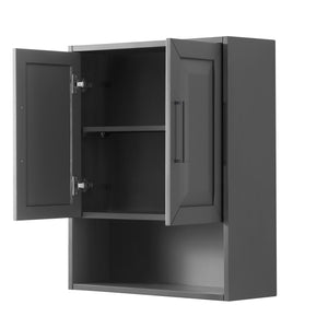 Daria Over-the-Toilet Bathroom Wall-Mounted Storage Cabinet in Dark Gray with Matte Black Trim