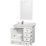 Acclaim 36 Inch Single Bathroom Vanity in White White Carrara Marble Countertop Undermount Square Sink and 24 Inch Mirror