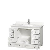Acclaim 48 Inch Single Bathroom Vanity in White Carrara Cultured Marble Countertop Undermount Square Sink No Mirror