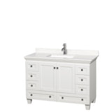 Acclaim 48 Inch Single Bathroom Vanity in White Carrara Cultured Marble Countertop Undermount Square Sink No Mirror