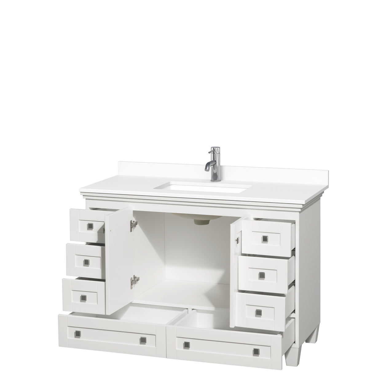 Acclaim 48 Inch Single Bathroom Vanity in White White Cultured Marble Countertop Undermount Square Sink No Mirror