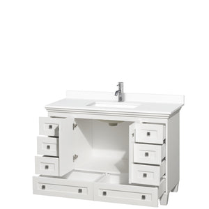 Acclaim 48 Inch Single Bathroom Vanity in White White Cultured Marble Countertop Undermount Square Sink No Mirror