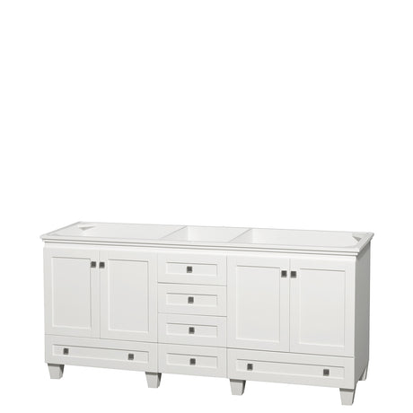 Acclaim 72 Inch Double Bathroom Vanity in White No Countertop No Sinks and No Mirrors