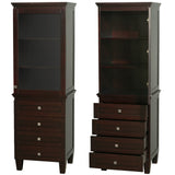 Acclaim Bathroom Linen Tower in Espresso with Shelved Cabinet Storage and 4 Drawers