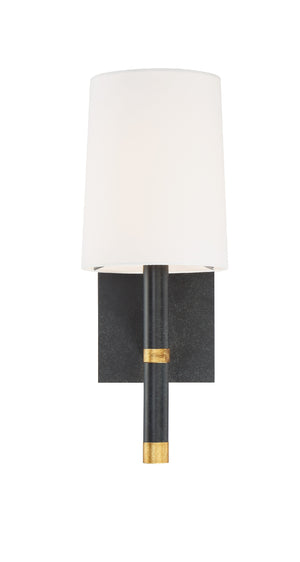 Weston 1 Light Black + Antique Gold Sconce WES-9901-BK-GA