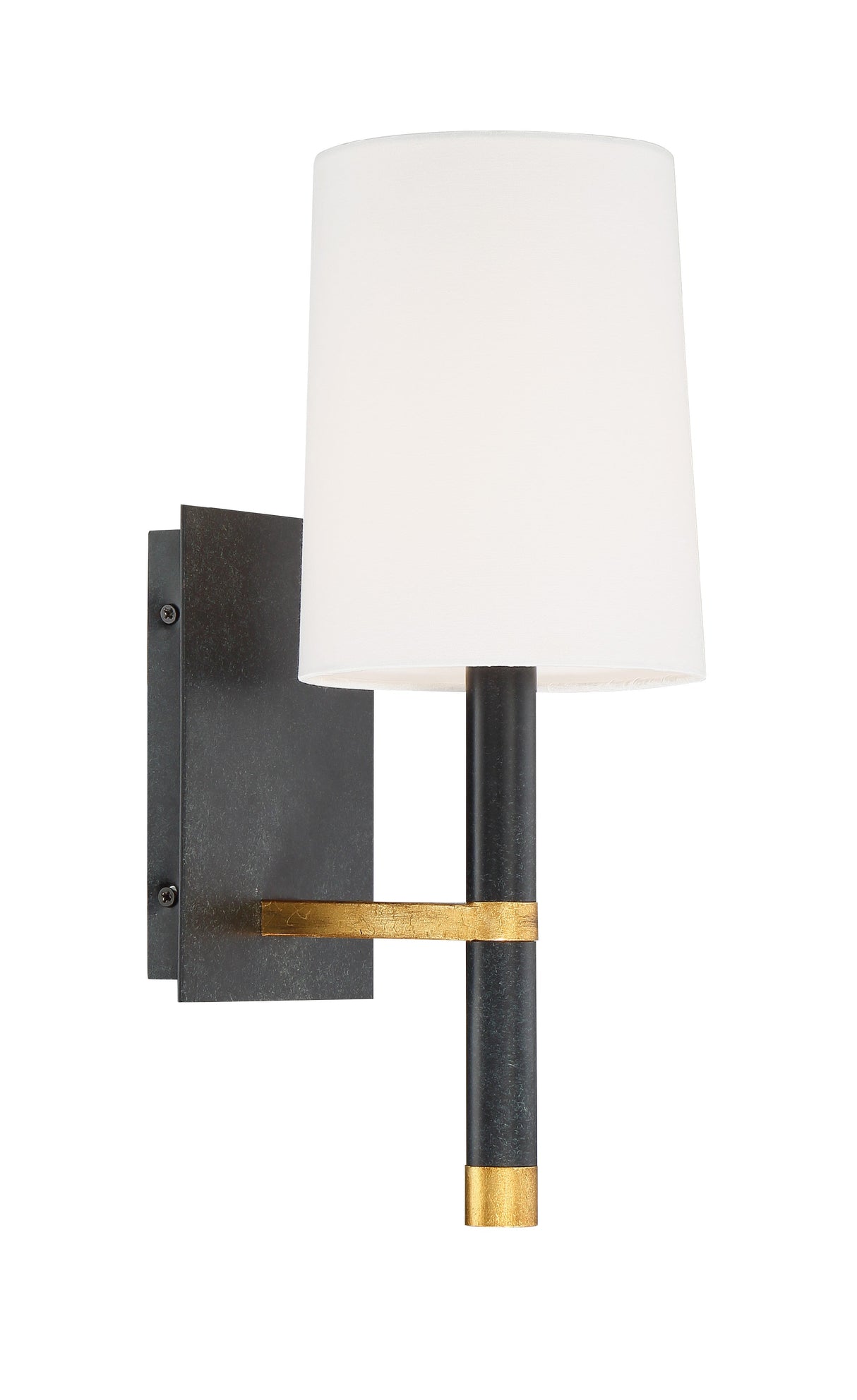Weston 1 Light Black + Antique Gold Sconce WES-9901-BK-GA