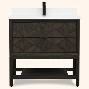 Legion Furniture 36" VANITY BROWN OAK FINISH WITH 1" THICK WHITE ARTIFICIAL STONE WH2236-BO-KD