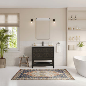Legion Furniture 36" VANITY BROWN OAK FINISH WITH 1" THICK WHITE ARTIFICIAL STONE WH2236-BO-KD