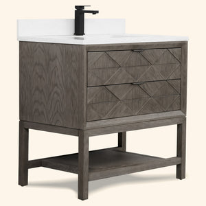 Legion Furniture 36" VANITY GREY OAK FINISH WITH 1" THICK WHITE ARTIFICIAL STONE WH2236-GO-KD