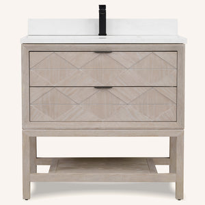 Legion Furniture 36" VANITY WHITEWASHED OAK FINISH WITH 1" THICK WHITE ARTIFICIAL STONE WH2236-WO-KD