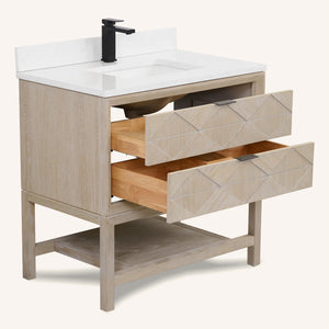 Legion Furniture 36" VANITY WHITEWASHED OAK FINISH WITH 1" THICK WHITE ARTIFICIAL STONE WH2236-WO-KD
