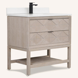 Legion Furniture 36" VANITY WHITEWASHED OAK FINISH WITH 1" THICK WHITE ARTIFICIAL STONE WH2236-WO-KD