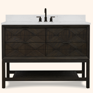 Legion Furniture 48" VANITY BROWN OAK FINISH WITH 1" THICK WHITE ARTIFICIAL STONE WH2248-BO-KD