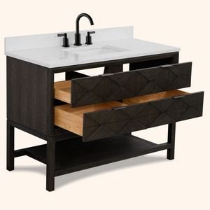 Legion Furniture 48" VANITY BROWN OAK FINISH WITH 1" THICK WHITE ARTIFICIAL STONE WH2248-BO-KD
