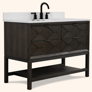 Legion Furniture 48" VANITY BROWN OAK FINISH WITH 1" THICK WHITE ARTIFICIAL STONE WH2248-BO-KD