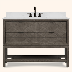Legion Furniture 48" VANITY GREY OAK FINISH WITH 1" THICK WHITE ARTIFICIAL STONE WH2248-GO-KD