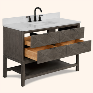 Legion Furniture 48" VANITY GREY OAK FINISH WITH 1" THICK WHITE ARTIFICIAL STONE WH2248-GO-KD