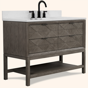 Legion Furniture 48" VANITY GREY OAK FINISH WITH 1" THICK WHITE ARTIFICIAL STONE WH2248-GO-KD