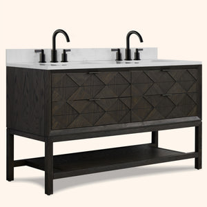 Legion Furniture 60" VANITY BROWN OAK FINISH WITH 1" THICK WHITE ARTIFICIAL STONE WH2260-BO-KD