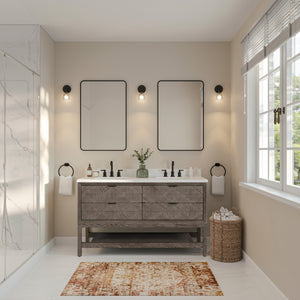 Legion Furniture 60" VANITY GREY OAK FINISH WITH 1" THICK WHITE ARTIFICIAL STONE WH2260-GO-KD