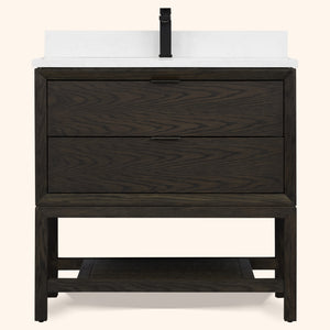 Legion Furniture  36" VANITY BROWN OAK FINISH WITH 1" THICK WHITE ARTIFICIAL STONE WH2436-BO-KD