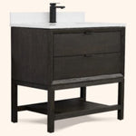 Legion Furniture  36" VANITY BROWN OAK FINISH WITH 1" THICK WHITE ARTIFICIAL STONE WH2436-BO-KD