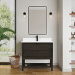 Legion Furniture  36" VANITY BROWN OAK FINISH WITH 1" THICK WHITE ARTIFICIAL STONE WH2436-BO-KD