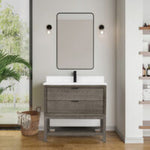 Legion Furniture 36" VANITY GREY OAK FINISH WITH 1" THICK WHITE ARTIFICIAL STONE WH2436-GO-KD