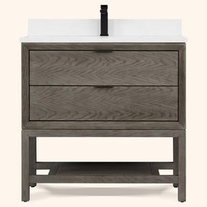 Legion Furniture 36" VANITY GREY OAK FINISH WITH 1" THICK WHITE ARTIFICIAL STONE WH2436-GO-KD