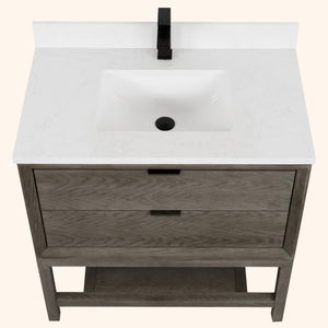Legion Furniture 36" VANITY GREY OAK FINISH WITH 1" THICK WHITE ARTIFICIAL STONE WH2436-GO-KD