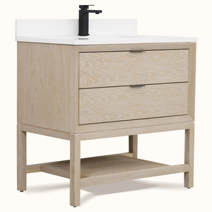 Legion Furniture 36" VANITY WHITEWASHED OAK FINISH WITH 1" THICK WHITE ARTIFICIAL STONE WH2436-WO-KD
