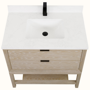 Legion Furniture 36" VANITY WHITEWASHED OAK FINISH WITH 1" THICK WHITE ARTIFICIAL STONE WH2436-WO-KD