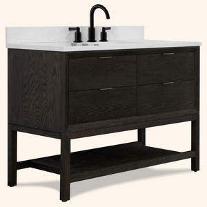 Legion Furniture 48" VANITY BROWN OAK FINISH WITH 1" THICK WHITE ARTIFICIAL STONE WH2448-BO-KD