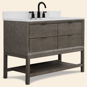Legion Furniture 48" VANITY GREY OAK FINISH WITH 1" THICK WHITE ARTIFICIAL STONE WH2448-GO-KD