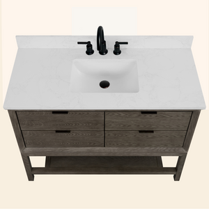 Legion Furniture 48" VANITY GREY OAK FINISH WITH 1" THICK WHITE ARTIFICIAL STONE WH2448-GO-KD