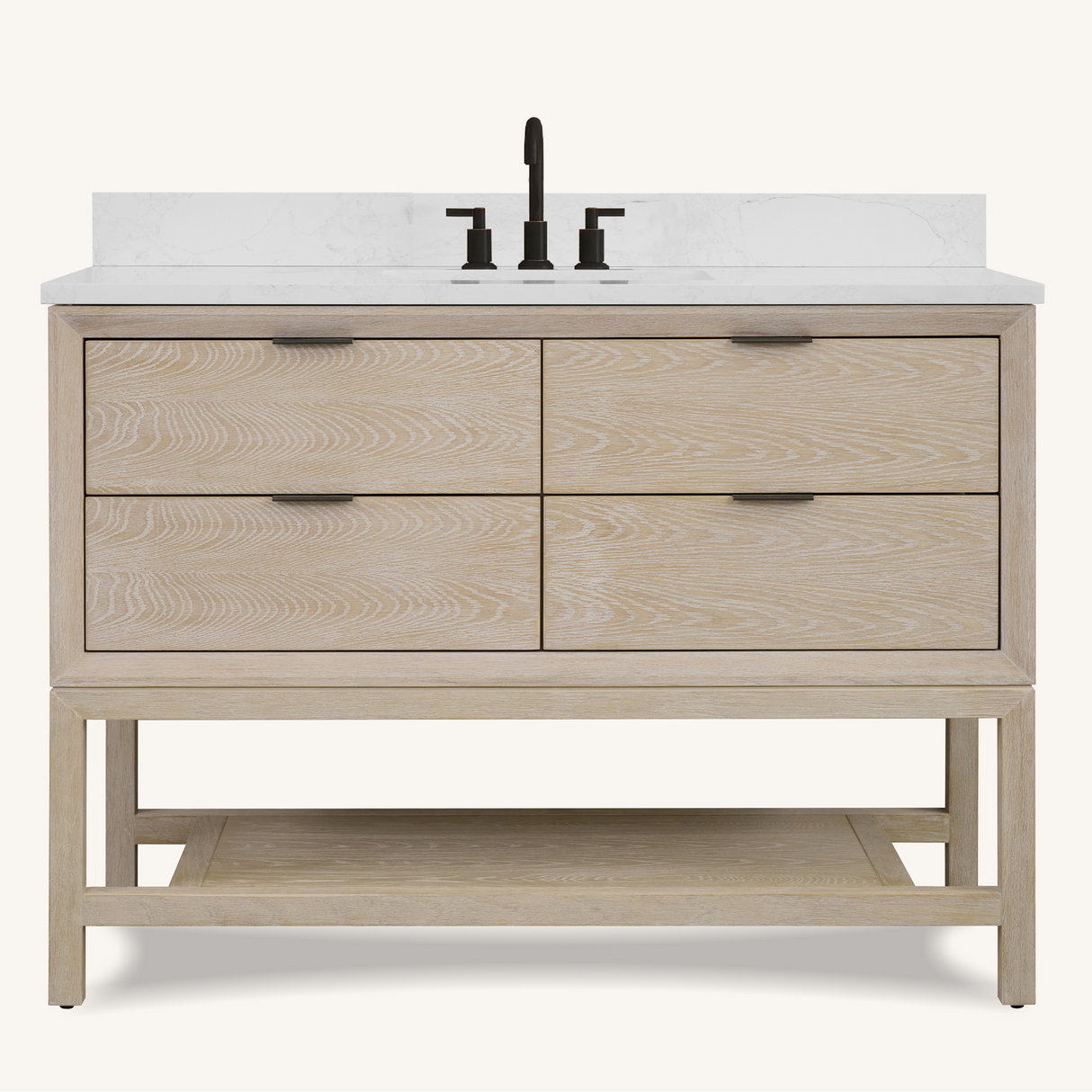 Legion Furniture 48" VANITY WHITEWASHED OAK FINISH WITH 1" THICK WHITE ARTIFICIAL STONE WH2448-WO-KD