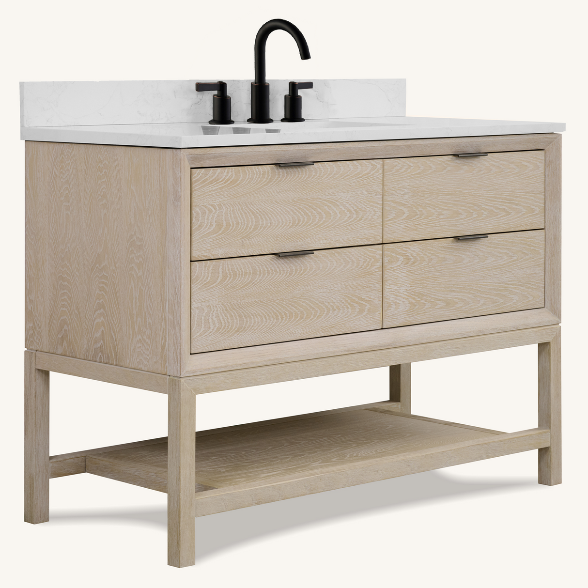 Legion Furniture 48" VANITY WHITEWASHED OAK FINISH WITH 1" THICK WHITE ARTIFICIAL STONE WH2448-WO-KD