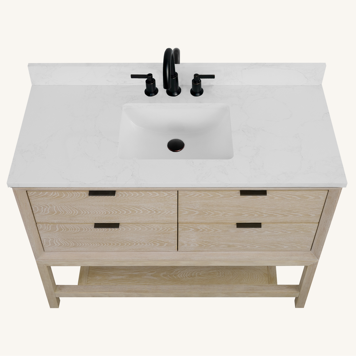 Legion Furniture 48" VANITY WHITEWASHED OAK FINISH WITH 1" THICK WHITE ARTIFICIAL STONE WH2448-WO-KD