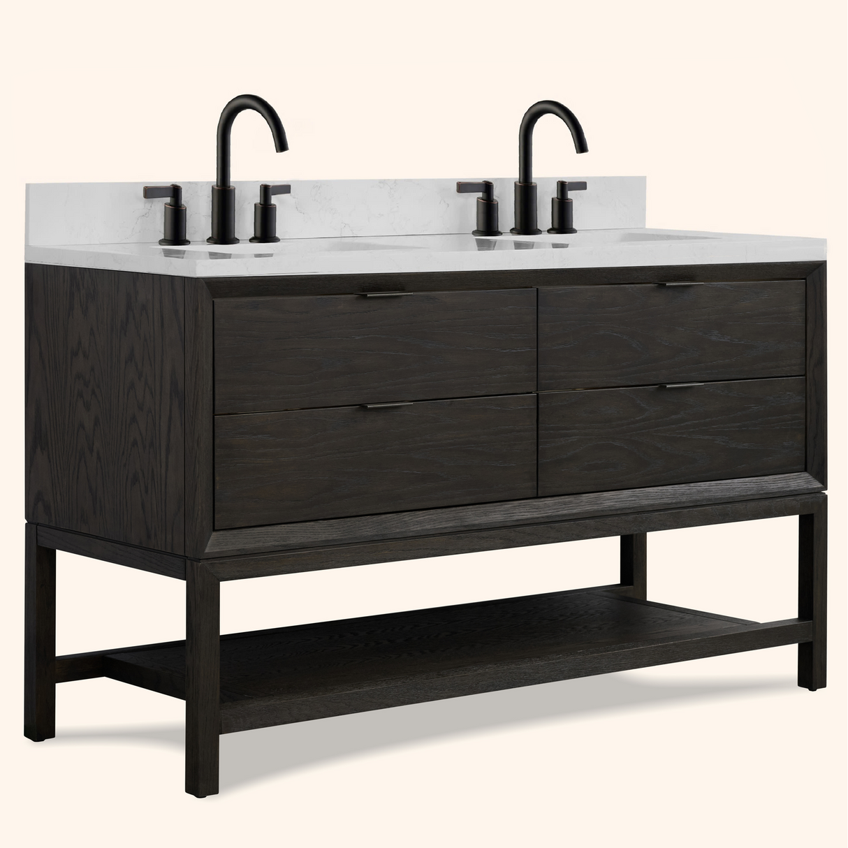 Legion Furniture 60" VANITY BROWN OAK FINISH WITH 1" THICK WHITE ARTIFICIAL STONE WH2460-BO-KD